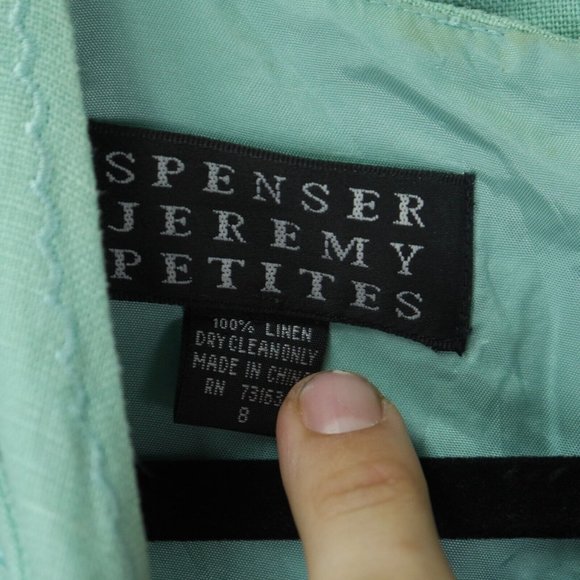 EUC Spenser Jeremy Petites VINTAGE Mint Green Dress/Jacket 100% LINEN Size 8 - Picture 13 of 13